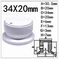 High-End Solid Aluminum Sandblasted Knurled Knob 34x20 38x20 for Audio Volume Control, Hole 6mm