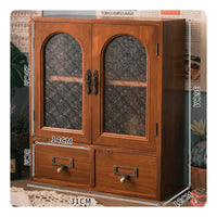 Wooden Desktop Display Cabinet Space-Saving Tabletop Display Cabinet Vintage-Style Organizer Antique-Inspired for Homeowners, Collectors