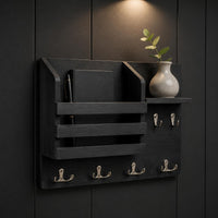 Key and Mail Holder Space Saving Wall Shelf with Hooks Easy to Install