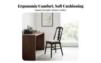 Vintage design Upholstered Chair with Cane rear mid-centurymid-century-era modern Modern Dining Seat long-lasting Frame Indoor Furniture Woven rearrest for Homeowners, Interior Design aficionados, Families, Living Room, Bedroom, Kitchen, Restaurant