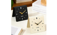 Non-Ticking Modern Bedside Clock Decorative Small Square Table Clock Compact Home Decor Easy to Read for Students, Dorm Room, Bedroom, Office
