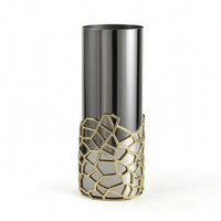 Cylindrical Vase Mirror-Polished Metal Vase Tall for Living Room, Dining Table