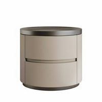 Luxury Design Round 2-Drawer End Table Modern Design Round Tiered Cabinet Space-Saving Nightstand Multipurpose for Homeowners, Apartment Dwellers, Students, Small Areas, Living Room, out of Stock Ice