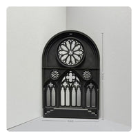 Gothic Window Panel Miniature Cathedral Facade Pointed Arch Rose Window Panel