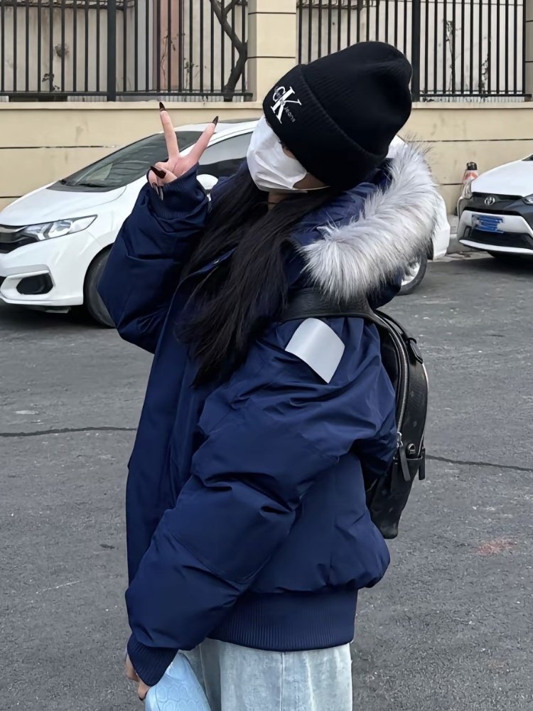 韩系情侣羽绒棉服2025冬季新款女加厚高级感小个子美式复古派克服