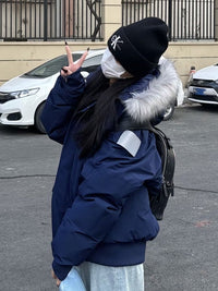 韩系情侣羽绒棉服2025冬季新款女加厚高级感小个子美式复古派克服
