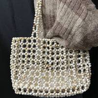 Beaded Handbag Handmade Beaded Tote Pearl for Weddings, Parties, Women, Brides