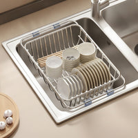 Adjustable Telescopic Sink Draining Basket Ventilated Telescopic Drain Basket Easy to Clean Expandable Dish Drying Rack Long-Lasting for Kitchen