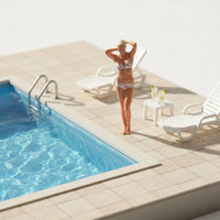Bikini Woman Figurine Hand-Painted Female Figure in Swimsuit Highly Detailed Diorama Accessory for Hobbyists
