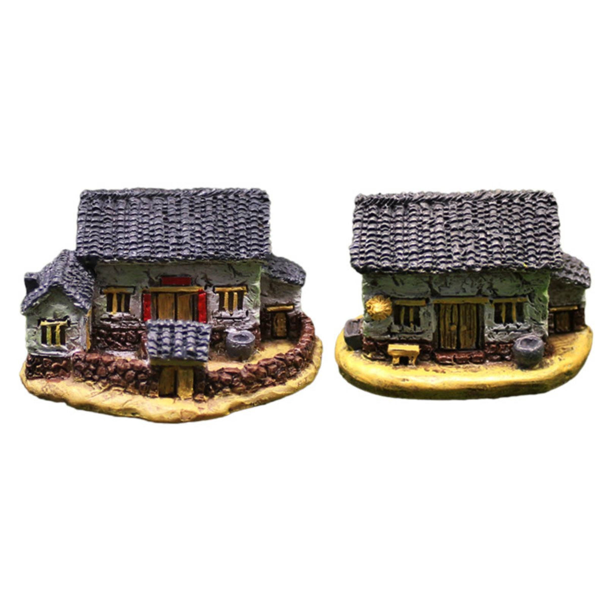 Miniature House with Yard Compact Figurines Resin for Dioramas, Hobbyists