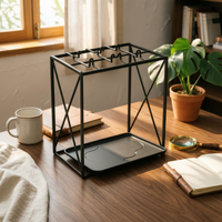 Metal Umbrella Stand Compact Water-Collecting Tray Umbrella Stand Space Saving