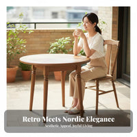 Round Pedestal Table Vintage Design & Dwelling Furniture Distressed Finish French Rustic Look for Families, Partners, Balcony