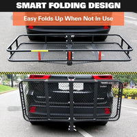 Folding Hitch Mount Car Trunk Luggage Rack Trailer Basket Reversible Car Rear Luggage Rack Easy to Install