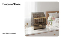 Desktop Makeup Case with Drawers Transparent View Cosmetic Organizer for Bedroom