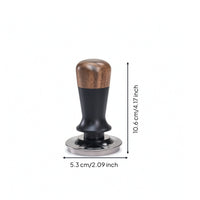 53mm Espresso Tamper with Walnut Wood Top Ergonomic Tamper with Flat Base Resistant for Home Baristas