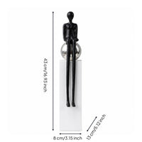 Seated Figure Statue Slender Abstract Sculpture with Pedestal Modern