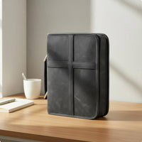 PU Leather Bible Holder Water-Resistant Bible Carrying Case with Handle for Men