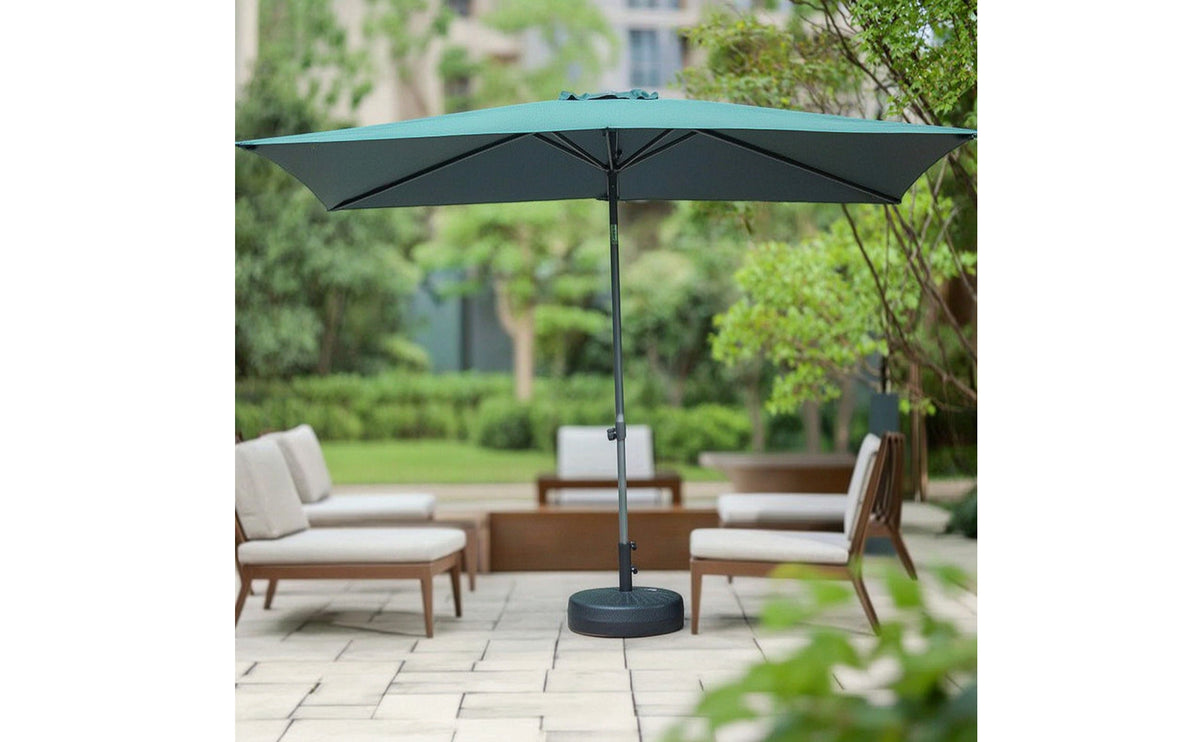 Rectangular Patio Umbrella Tilt-Adjustable Outdoor Umbrella with Base Weighted Parasol Patio Con Base for Homeowners, Balcony, Garden, Market Stall