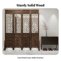 Chinese Design Wooden Screen Foldable Carved Wood Screen Movable Solid Wood Folding Partition for Homeowners, Restaurant Owners, Entrance Bedroom