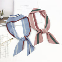 Double-Sided Small Silk Scarf for Women, Korean Style Fashion Versatile Long Scarf