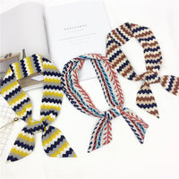 Double-Sided Small Silk Scarf for Women, Korean Style Fashion Versatile Long Scarf