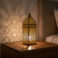 Moroccan Design Lantern Warm Ambient Radiance Hollow Iron Wind Lamp Hanging Loop
