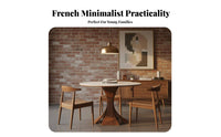 Sintered Stone Top Fluted Pedestal Dining Table Space-Saving Household Furnishing Easy to Clean Home Furniture abrasion Resistant for Apartment Dwellers, Homeowners, Families, Small Living Spaces, Kitchen, morning meal corner