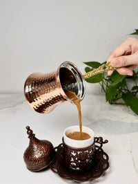 土耳其进口纯手工加厚铜咖啡壶手冲壶热奶煮茶罐罐茶户外便携煮壶