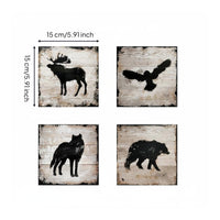 4 Pieces Wooden Creature Outline Plaques Nature Inspired for Bedroom