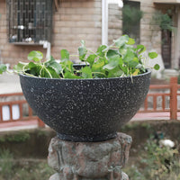Resin Lotus Bowl No Drainage Hole Stone-Look Lotus Pot Wide Opening for Balcony