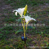 Solar-Powered 2-LED Lily Flower Garden Stake Lights for Outdoor Landscape Decoration