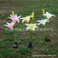 Solar-Powered 2-LED Lily Flower Garden Stake Lights for Outdoor Landscape Decoration