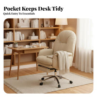 Reclining Office Chair with Footrest Highspine Support Desk Seat 360-Degree rotate Plush paddinging for Remote Workers, Students