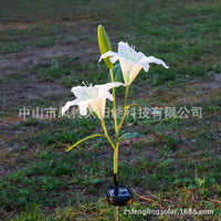 Solar-Powered 2-LED Lily Flower Garden Stake Lights for Outdoor Landscape Decoration