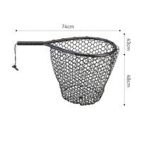 Fishing Landing Net with Silicone Mesh Landing Net with Wrist Cord Portable for Fishermen