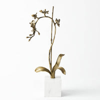 Flower Statue with Marble Golden Finish-Tone Flower Sculpture Modern Figurine for Reception Area