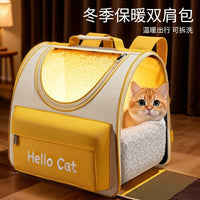 Portable Cat Carrier Backpack with Fleece Lining for Cats and Rabbits