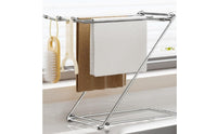 Countertop Rack with Three Rods Foldable Dishcloth Drying Rack Stainless Steel