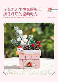 Christmas-themed Resin Flower Pot with Micro Landscape