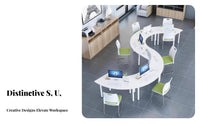 S-Shaped Splicing Desk Combinable Pieces Conference Table Versatile Configuration Adaptable Design for Students, Boardroom