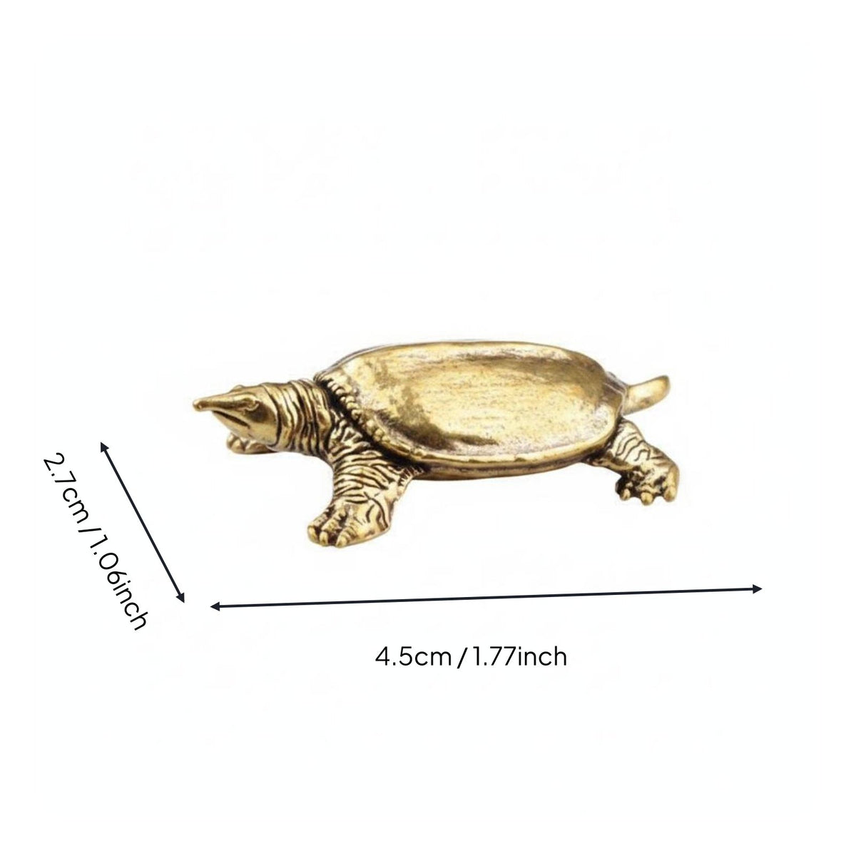 Copper Tea Pet Handheld Size Brass Turtle Figurine for Bookshelf, Collectors