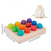 Natural Color Matching Toy with Storage Bag Smooth Color Sorting Board with Balls Educational Wooden Matching Board with Balls Fine Motor for Classroom