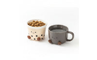 2 Pieces Ceramic Pet Bowls Cute Footed Cat Bowls Glossy for Home, Small Dogs