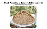 Beige Paper Rope Lampshade | Rustic, Bohemian, E27 Pendant Light Shade, for Bedroom