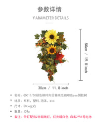 人造向日葵南瓜绿叶装饰倒挂树感恩节泪珠花环丰收节节日装饰门挂