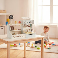 Children's Coffee and Imaginative Confections Food Set Complete Accessory Kit Wooden Coffee Maker Toy Set Realistic Sounds