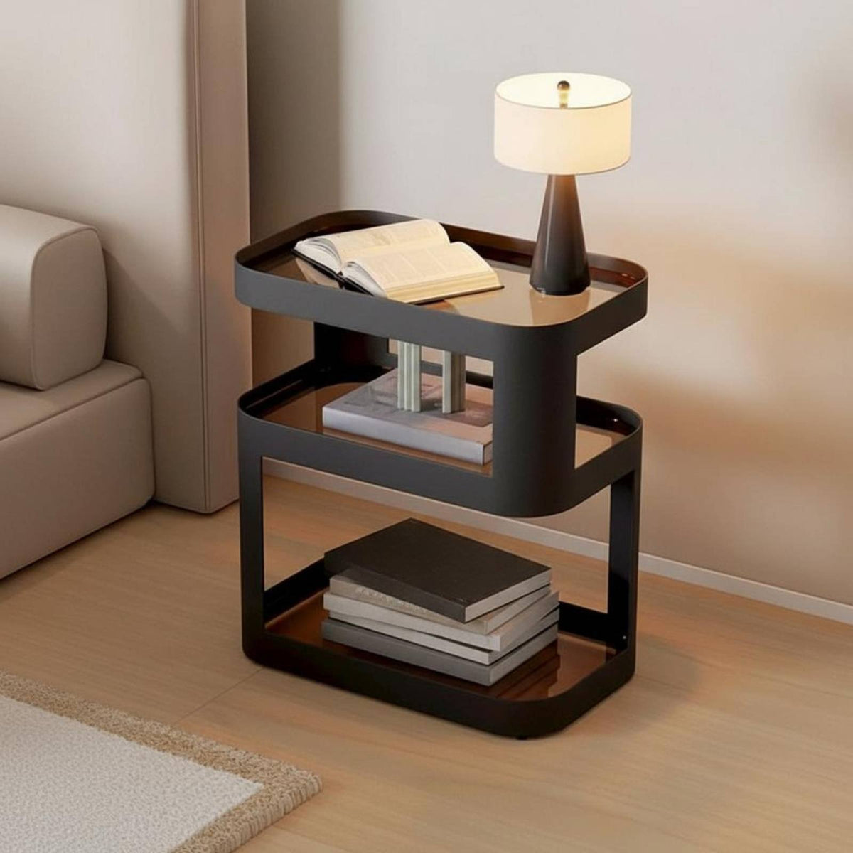 2-Tier Nightstand Space-Saving 2-Tier Accent Table adaptable Use for Dorm Room