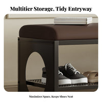 Cushiunifiedd Bench with Shoe Shelves sturdy Metal Frame for Living Room, Families