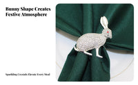 Easter Bunny Napkin Holder Rhinestone Embellished Gilded Hare Napkin Buckle Elegant Crafted Metal Easter Serviette Holder for Holiday Parties