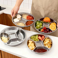 5 Compartment Tray Easy to Clean Divided Condiment Dish Stainless Steel Ingredient Bowl for Serving